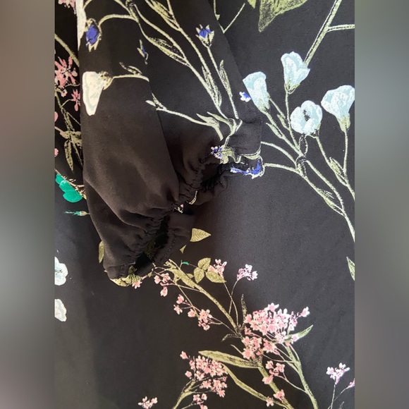 NEW CECE Women's Black Multi Floral-print Bow-neck Flounce A-Line Dress XS $98 - Picture 4 of 6